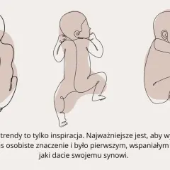 Trzy rysunki niemowląt. Wybierz krótkie imiona męskie, które będą osobistym prezentem dla syna.