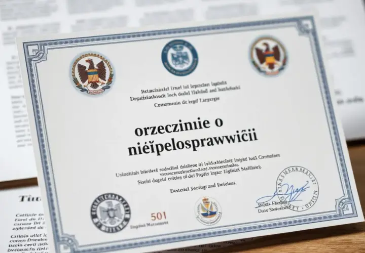 Orzeczenie o niepełnosprawności dziecka, oficjalny dokument z pieczęciami i orłem.