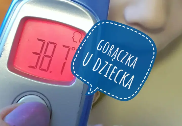 Termometr pokazuje 38.7°C. To gorączka u dziecka, która wymaga uwagi.