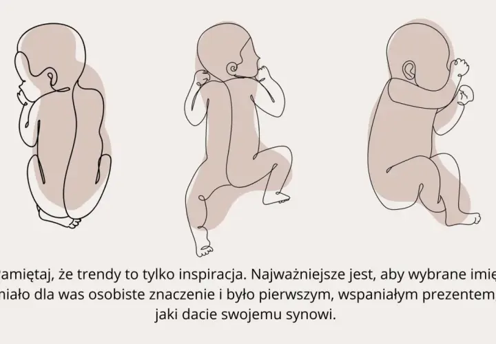 Trzy rysunki niemowląt. Wybierz krótkie imiona męskie, które będą osobistym prezentem dla syna.