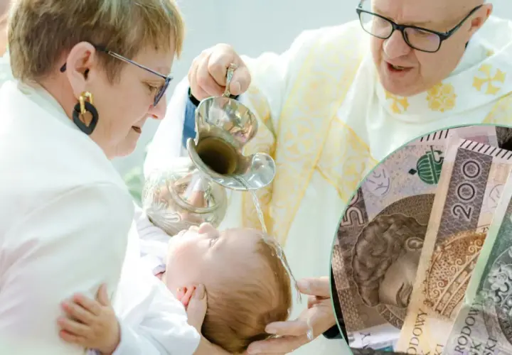 Chrzest dziecka z wodą święconą i polskimi banknotami. Zastanawiasz się, ile daje się na chrzciny?