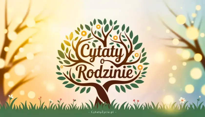 Drzewo życia z napisem "Cytaty o Rodzinie". Piękna grafika symbolizująca więzi rodzinne i mądrość.