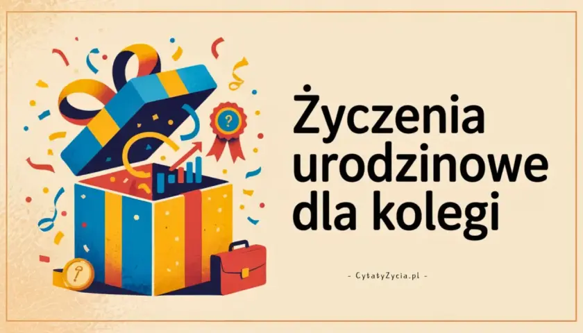 Kolorowy prezent z konfetti i wykresami symbolizuje sukcesy. Idealne życzenia urodzinowe dla kolegi, który zawsze dąży do celu.